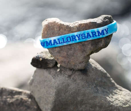Photo of a Mallory's Army bracelet on display